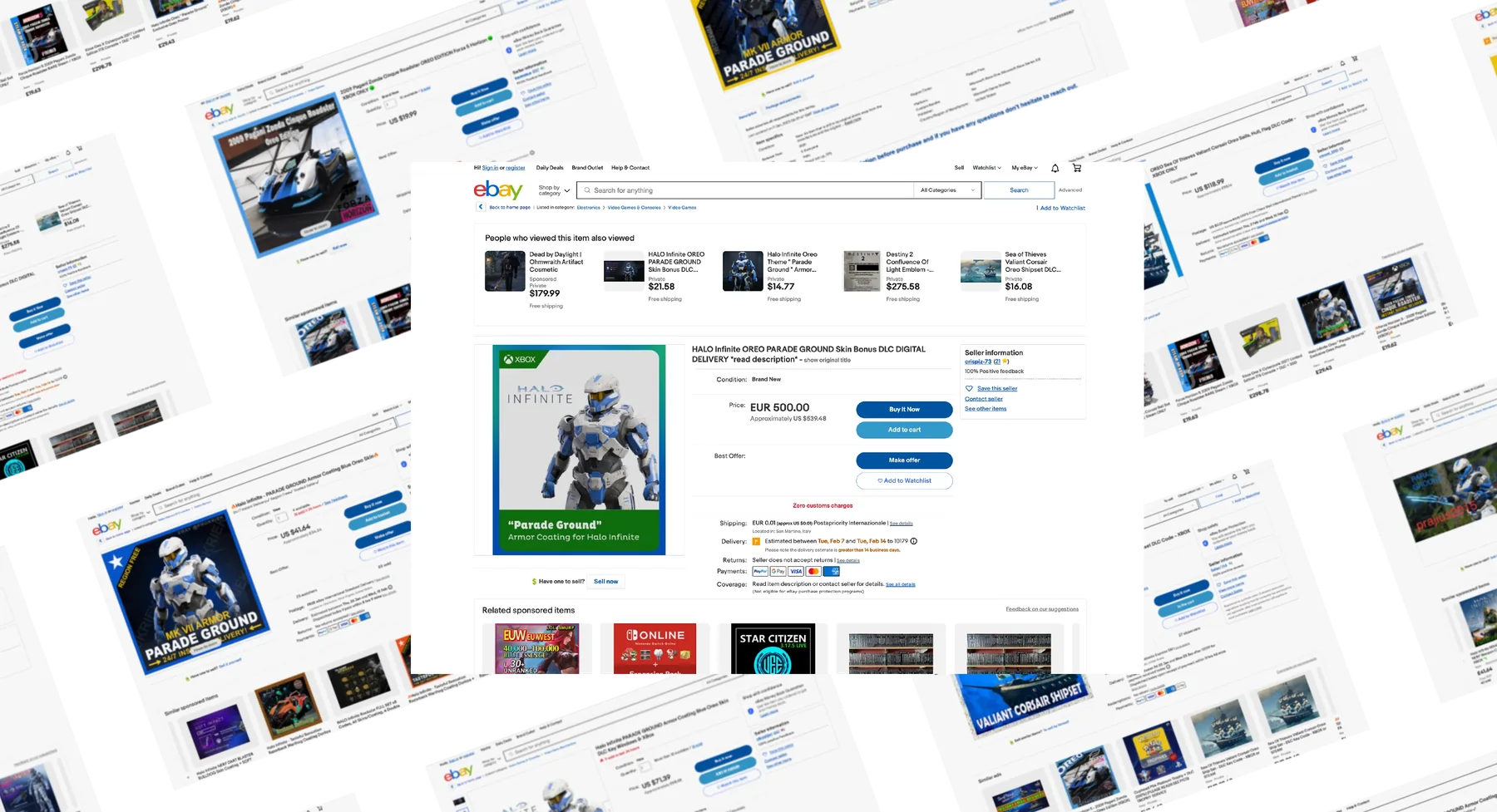 Anúncios de revenda dos itens no eBay